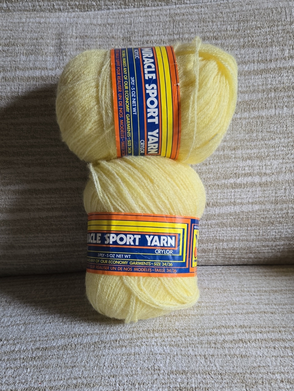 Miracle Sport Yarn - Pastel Yellow Skeins